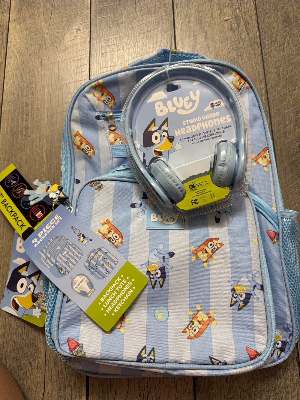 Bluey Kids Backpack and Headphones Set in Light Blue